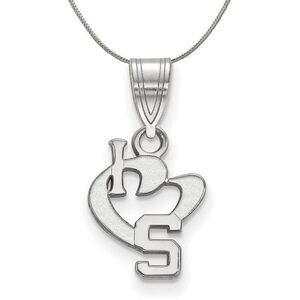 Sterling Silver Michigan State Small I Love Logo Necklace - 24 In